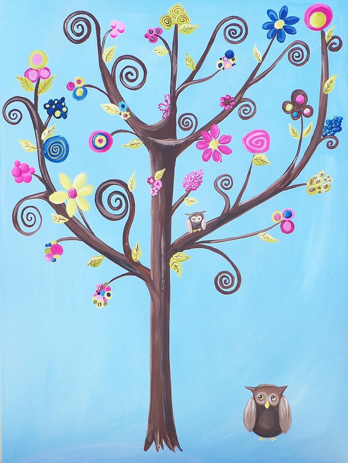 Flower Painting - Owl Wait For You by Tracie Davis