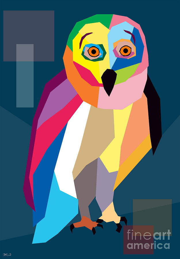 Owl Digital Art - Owl Wpap by Mark Ashkenazi Owl Digital Art - Owl Wpap by Mark Ashkenazi