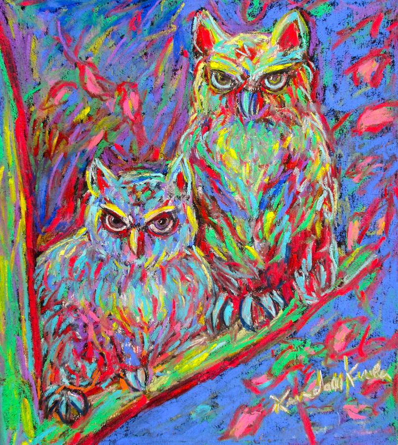 Owls Electric Painting by Kendall Kessler