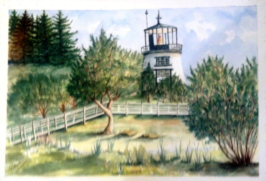 Owls Head Maine Lighthouse Painting by Richard Benson