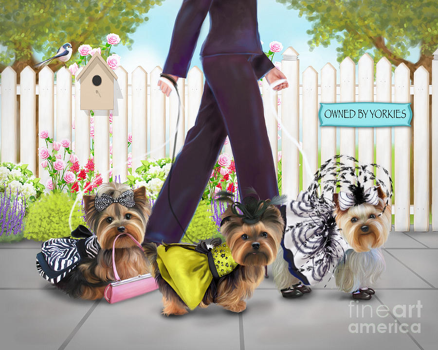 Owned by Yorkies Painting by Catia Lee