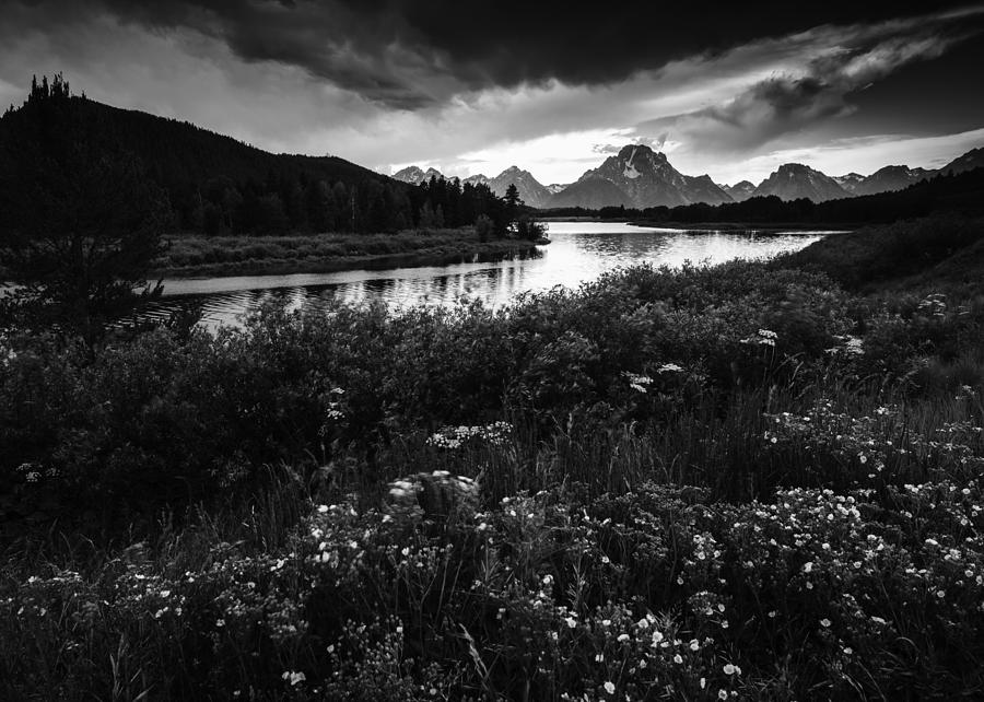 Oxbow Bend in Black and White Photograph by Vishwanath Bhat