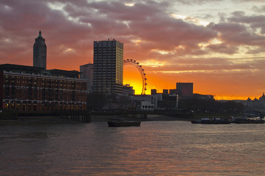 Oxo Tower London Eye Sunset Photograph by David French