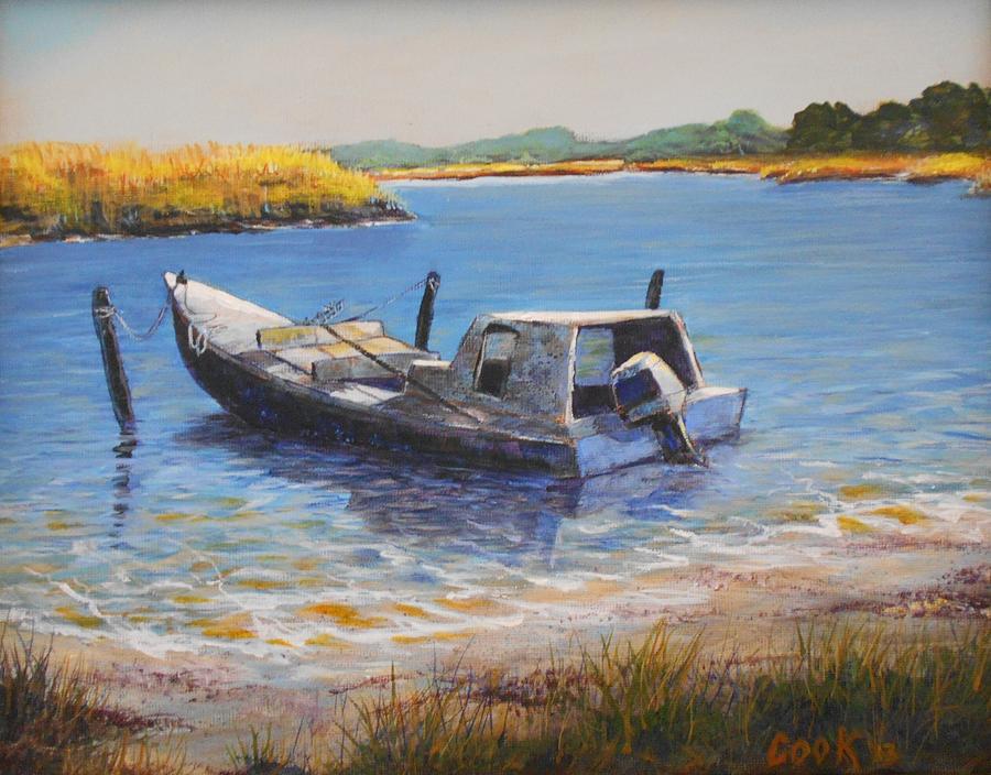Oyster Boat Painting by Michael Cook