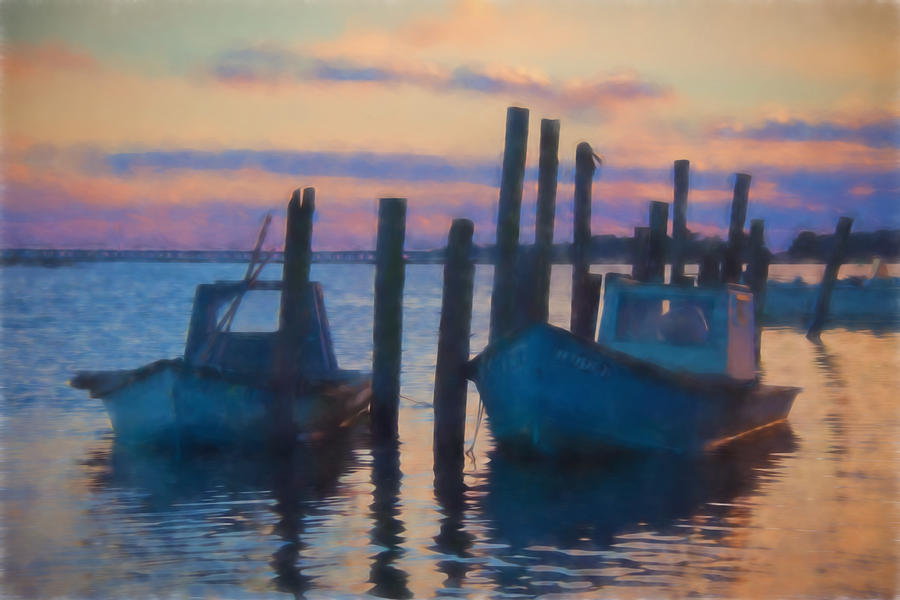 Boat Photograph - Oyster Boats at Sunset by Frank Tozier