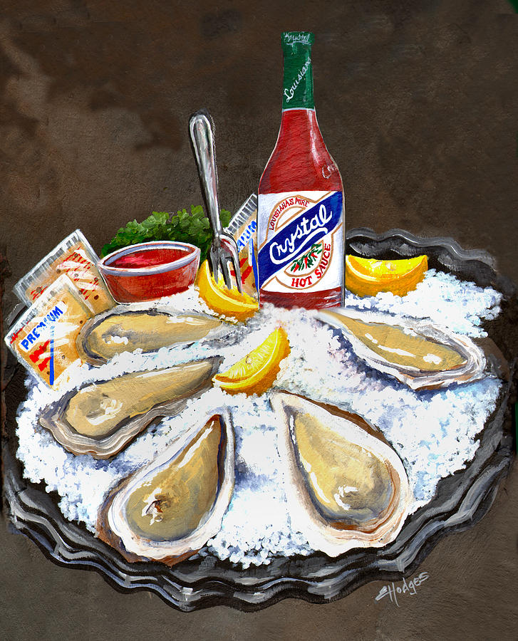 Fish Painting - Oysters on Ice by Elaine Hodges