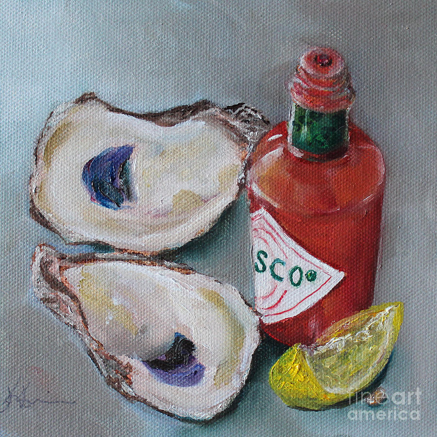 Shell Painting - Oysters with Tabasco and Lemon by Kristine Kainer