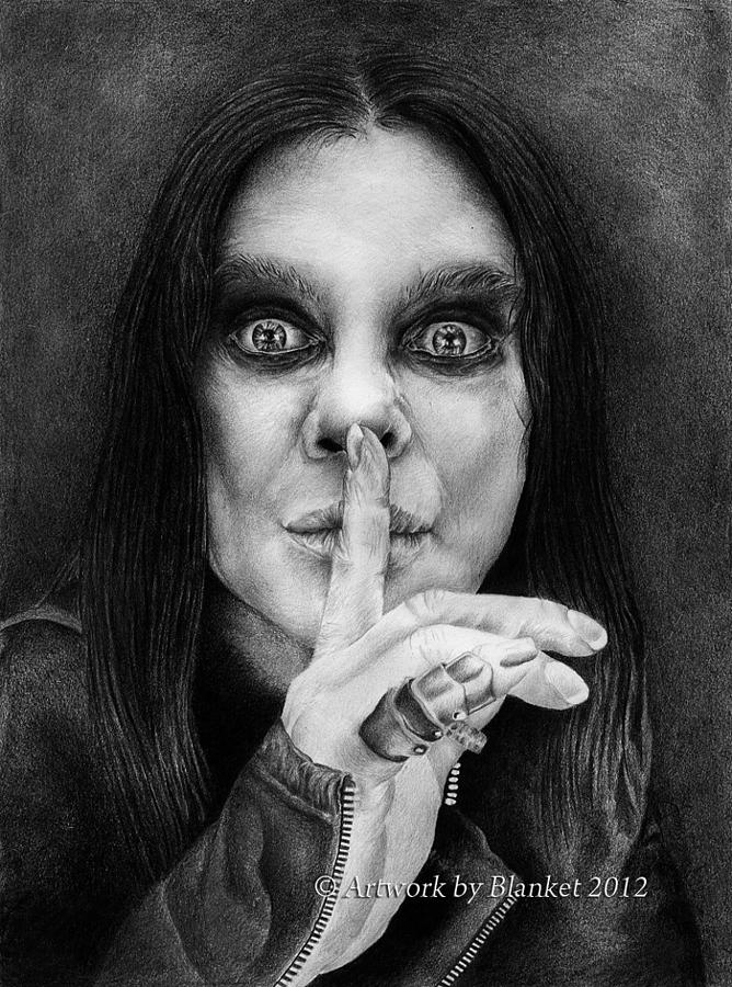 Portrait Drawing - Ozzy Osbourne by Blanket Joanna