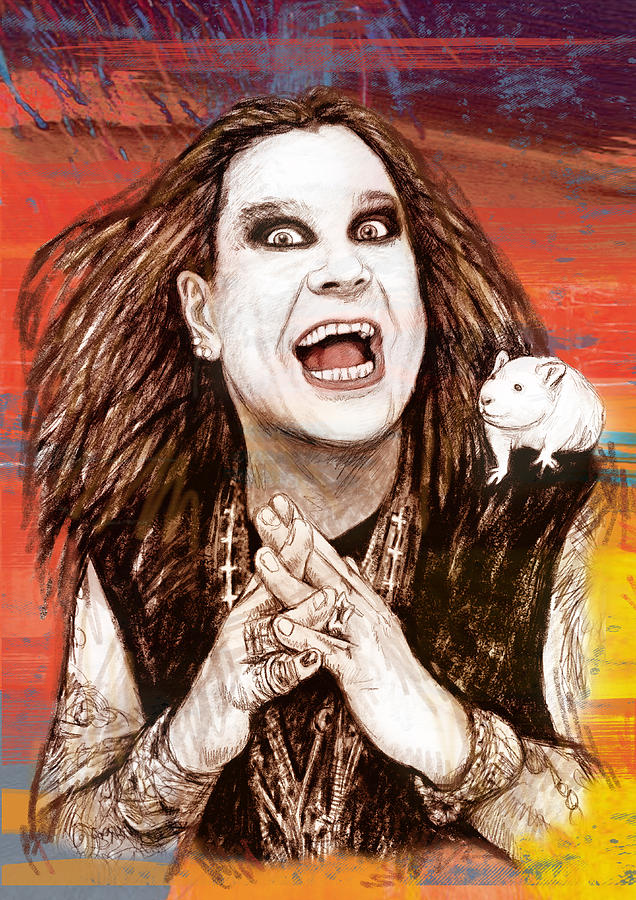 Portrait Drawing - Ozzy Osbourne long stylised drawing art poster by Kim Wang