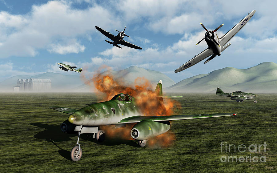 P-47 Thunderbolts Attacking A German Digital Art