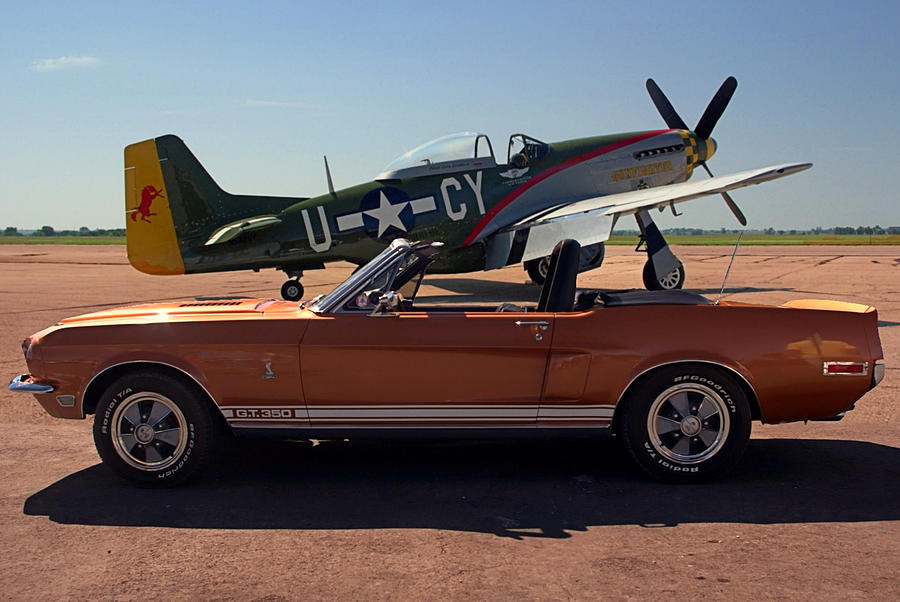 1968  Shelby Mustang and P 51 Mustang War Bird Photograph by Tim McCullough