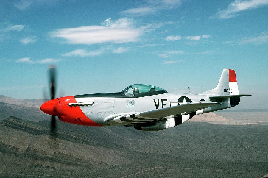 Airplane Photograph - P-51 Mustang In Flight by Us Air Force