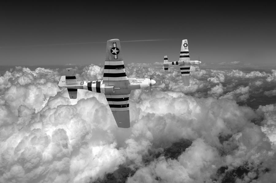 P-51 Mustangs black and white version Photograph by Gary Eason