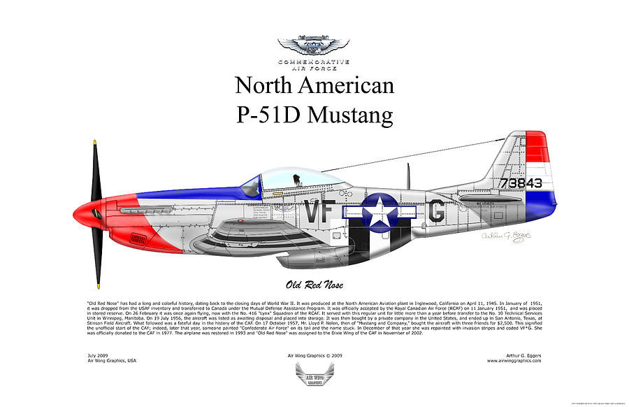 P-51D Mustang Old Red Nose Digital Art by Arthur Eggers