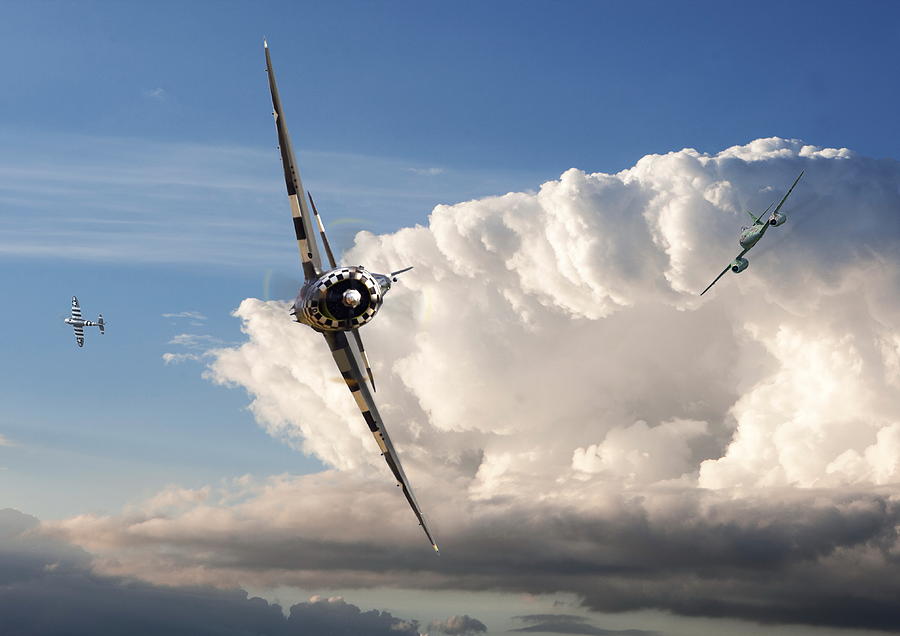 Airplane Photograph - P47 - Me262 The Perched advantage by Pat Speirs