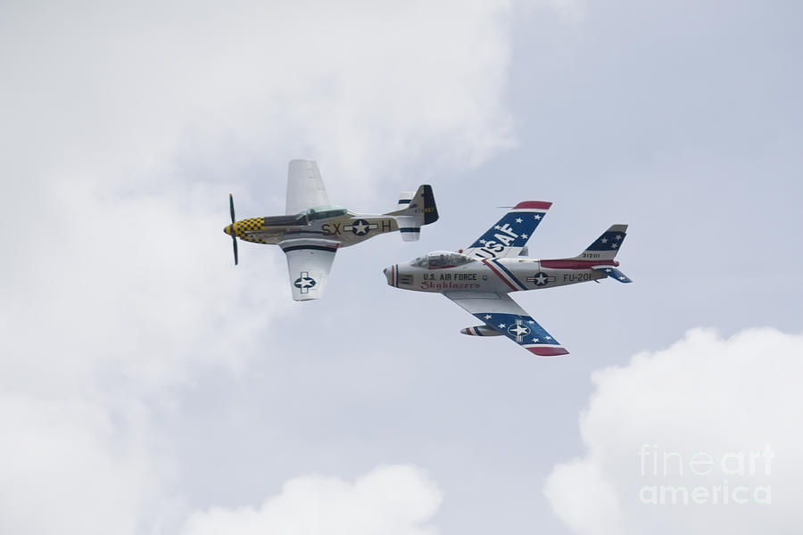P51 and F86 heritage flight Photograph by Ules Barnwell
