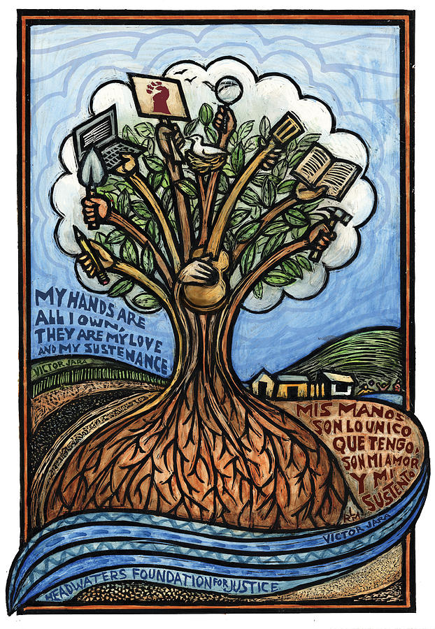 Tree Mixed Media - My Hands Mis Manos by Ricardo Levins Morales