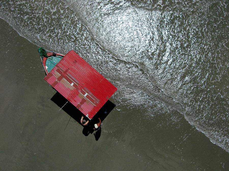 Pablos Red Boat from Overhead Photograph by Rob Huntley