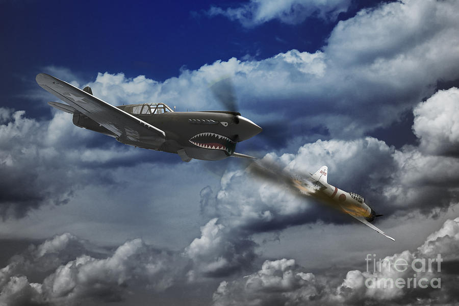 P40 Warhawk Digital Art - Pacific Battle by Airpower Art