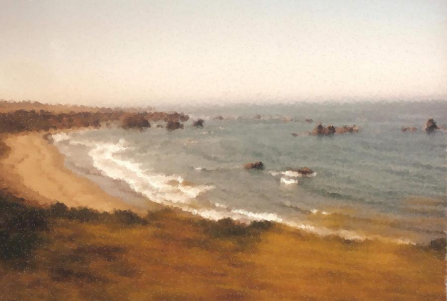 Pacific Coastal Highway bay View Painting Digital Art by Asbjorn Lonvig