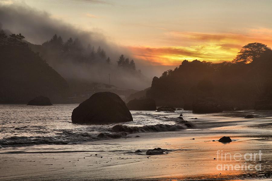 Pacific Fog And Fire Photograph by Adam Jewell
