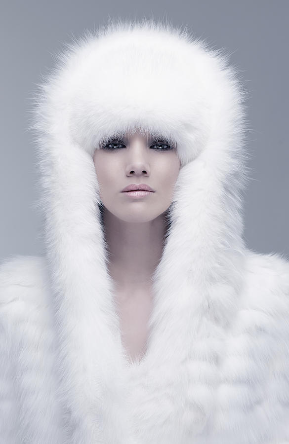Pacific Islander woman wearing fur hood Photograph by Colin Anderson Productions pty ltd