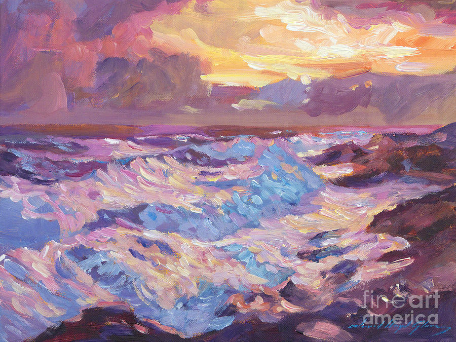 Pacific Shores Sunset Painting by David Lloyd Glover