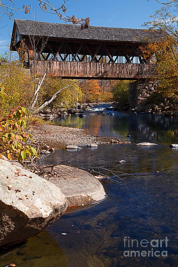 Fall Photograph - PACKARD HILL BRIDGE Lebanon New Hampshire by Edward Fielding