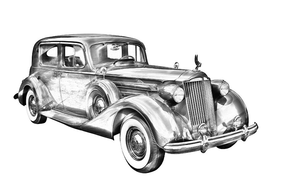 Packard Luxury Antique Car Illustration Photograph by Keith Webber Jr