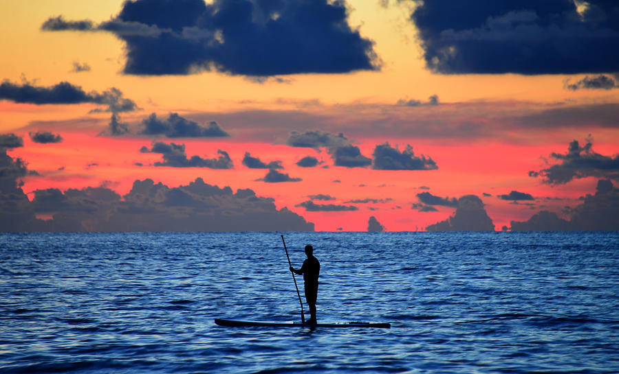 Paddle Boarding Sunset Photograph