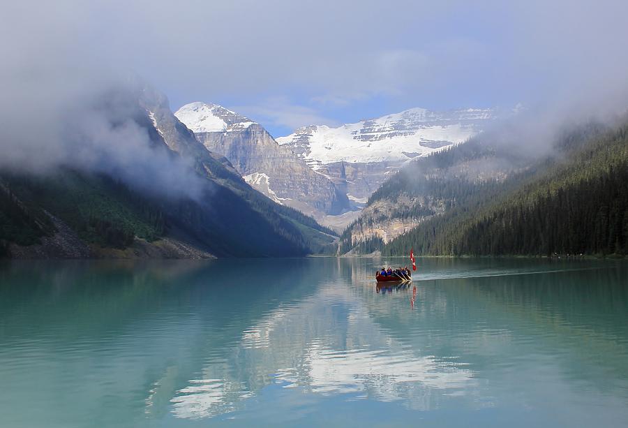 Banff National Park Photograph - Paddle Your Canoe Lake Louise by Mo Barton