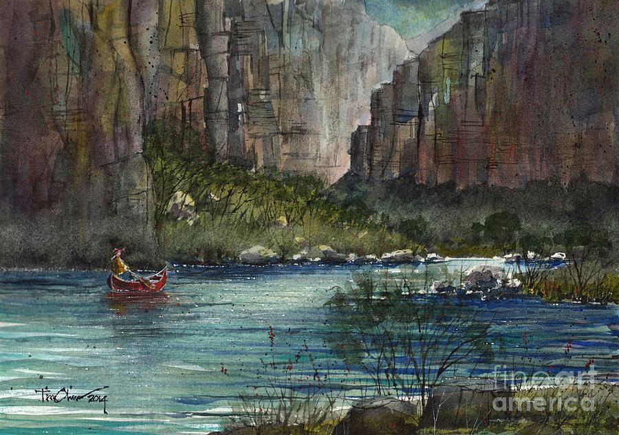 Rio Grande River Painting - Paddling Reagan Canyon by Tim Oliver