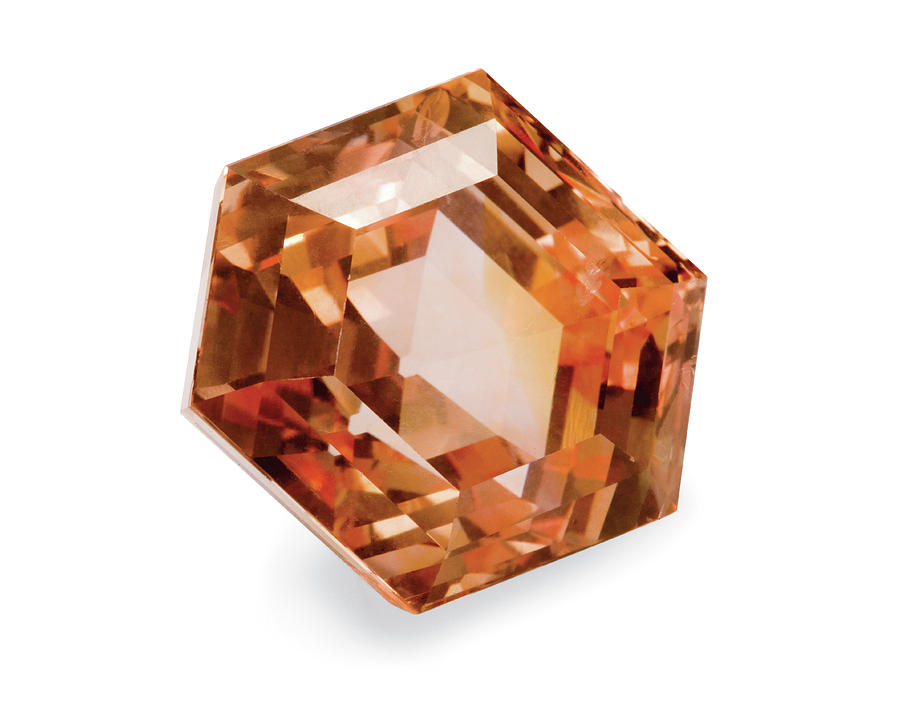 Cube Photograph - Padparadscha Gemstone by Natural History Museum, London/science Photo Library
