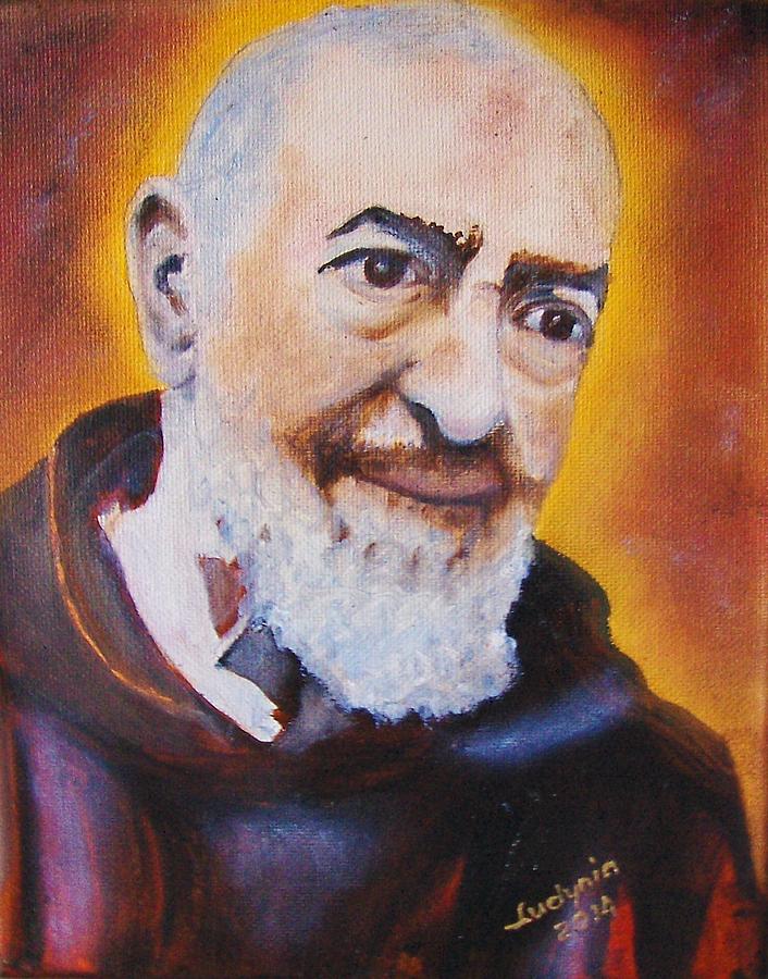 Padre Pio Painting by Ryszard Ludynia