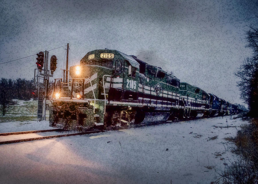 Paducah and Louisville Northbound in Snow Photograph by Jim Pearson