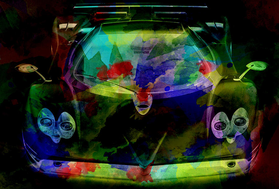 Pagani Zonda colorful abstract on black Painting by Eti Reid