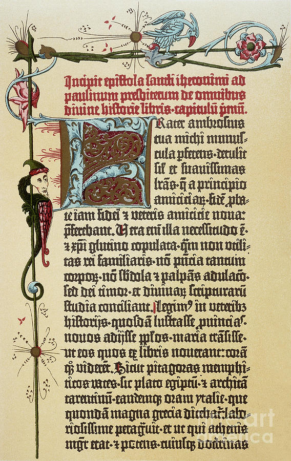 Page Of The Gutenberg Bible Photograph by AKG/Archiv