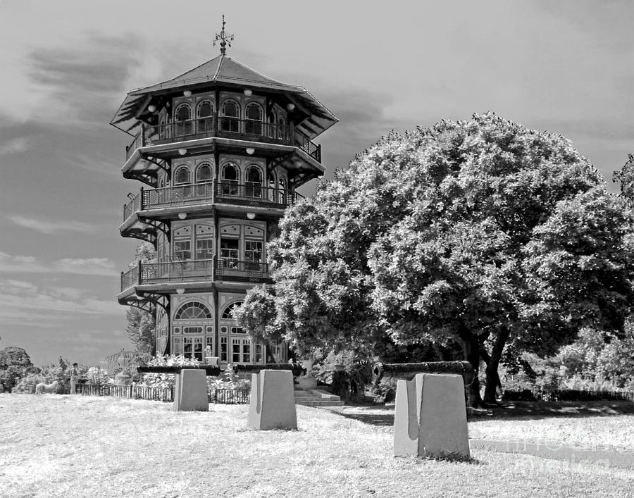 Pagoda and Cannons - Infrared Photograph by ELDavis Photography
