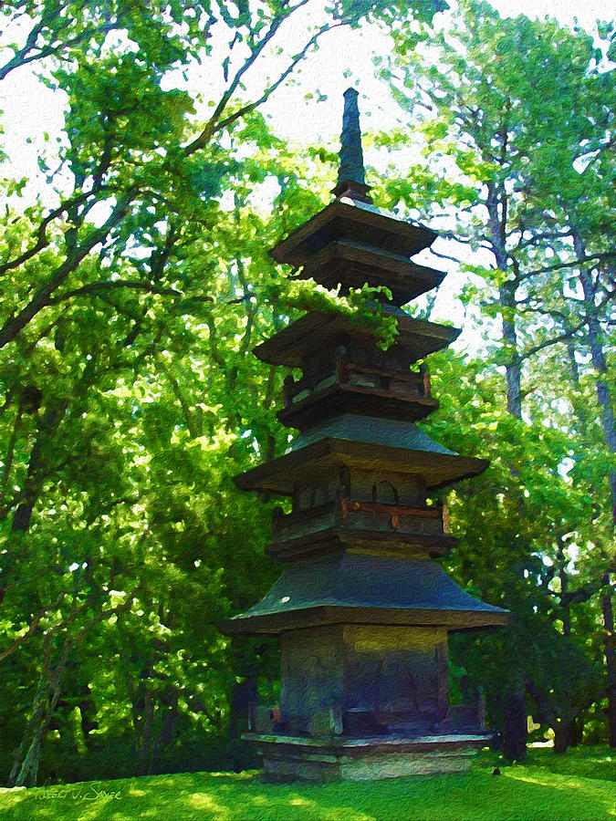 Pagoda - Fort Worth Japanese Gardens Photograph by Robert J Sadler