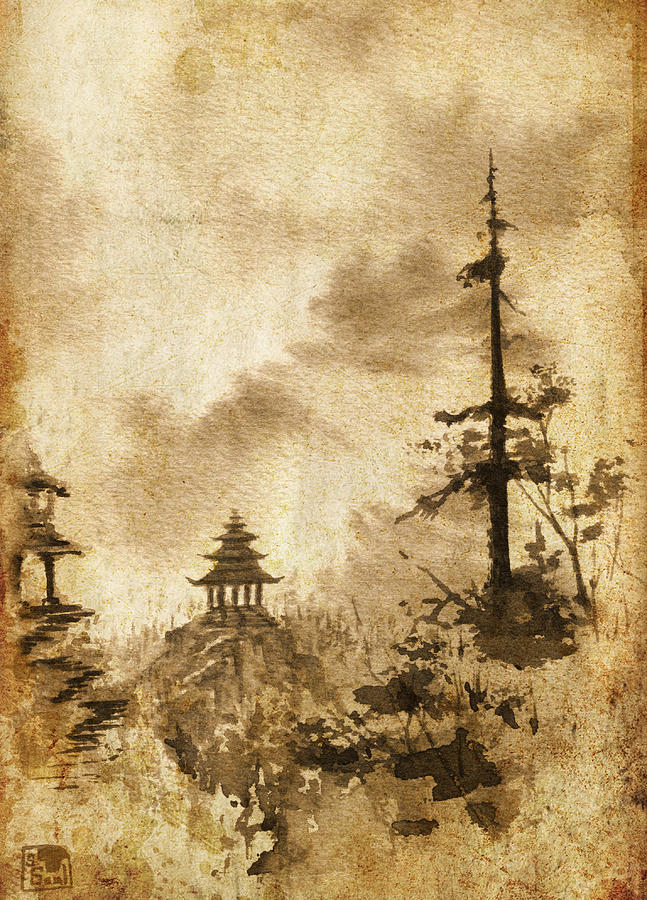 Pagoda Valley Altered Painting by Sean Seal