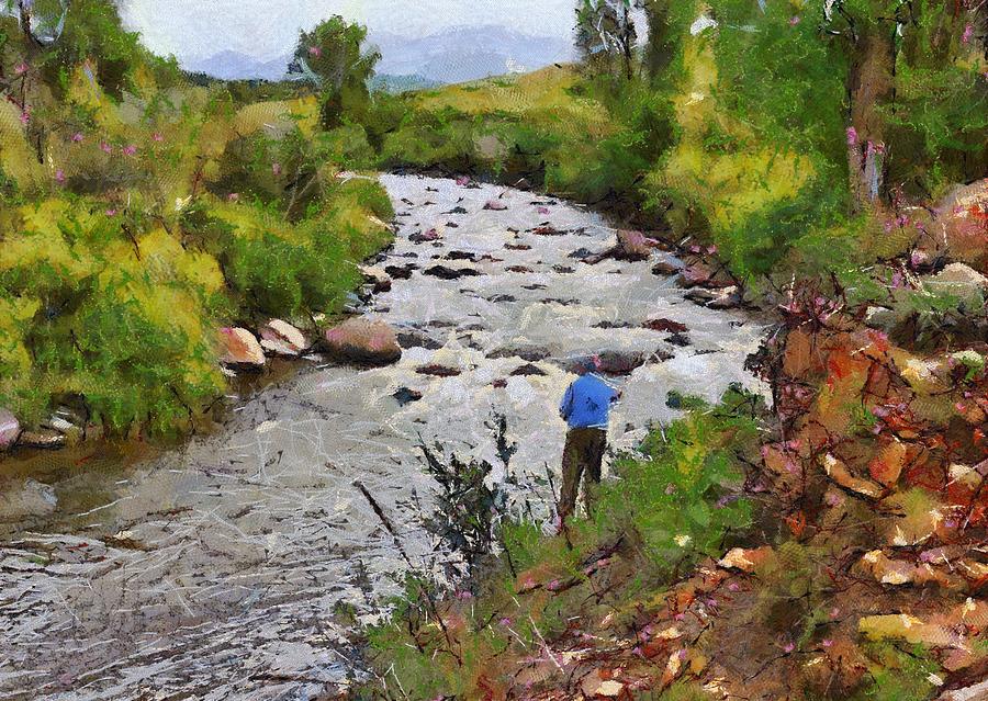 Pagosa Springs Colorado Fisherman Digital Art by Carrie OBrien Sibley