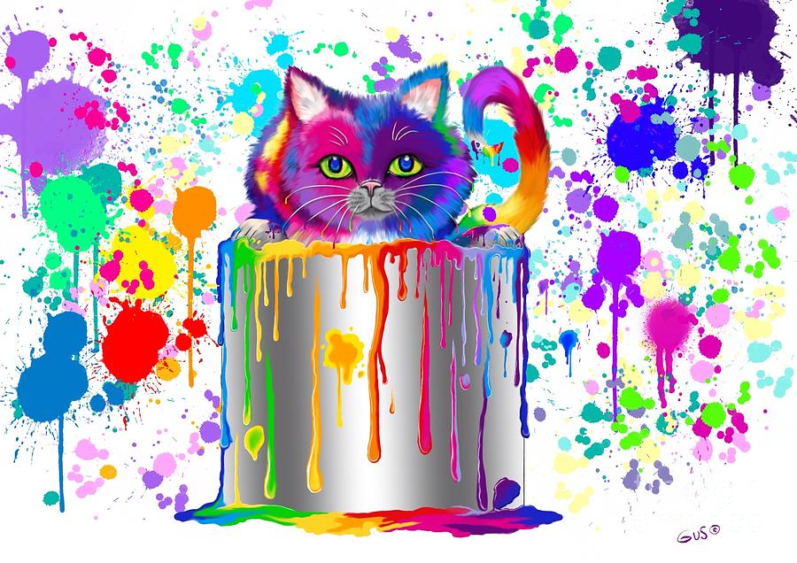 Paint Can Cat Too Painting by Nick Gustafson