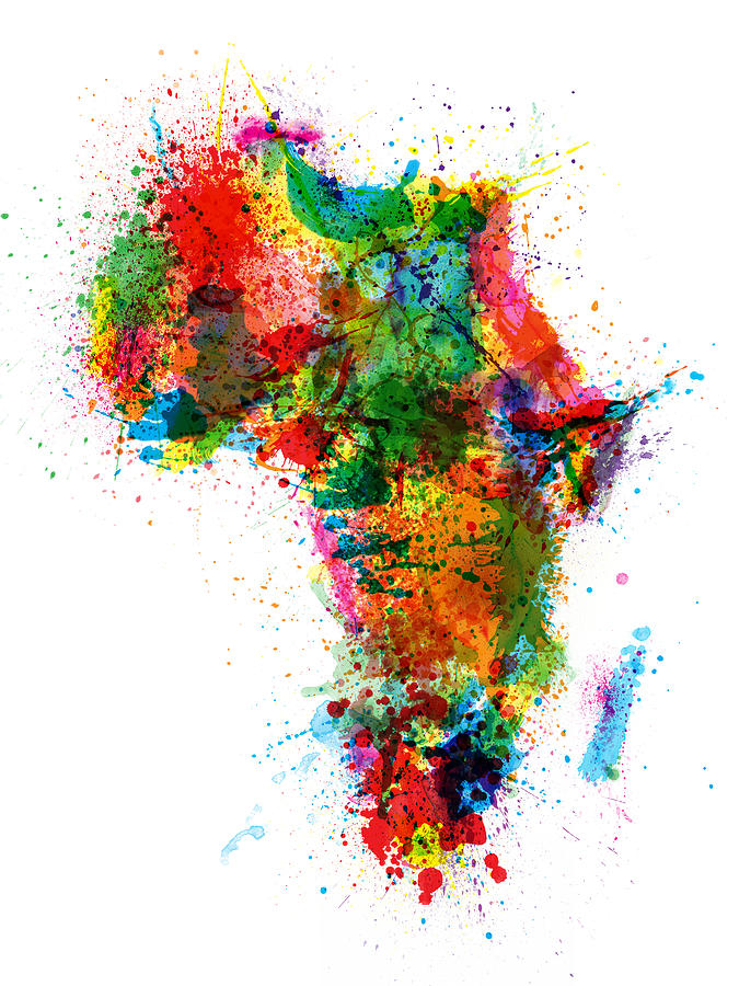Africa Map Digital Art - Paint Splashes Map of Africa Map by Michael Tompsett