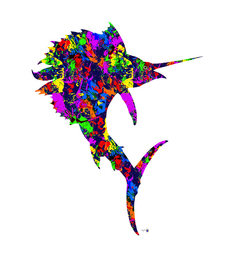 Paint Splatter Sailfish Digital Art by Gregory Murray