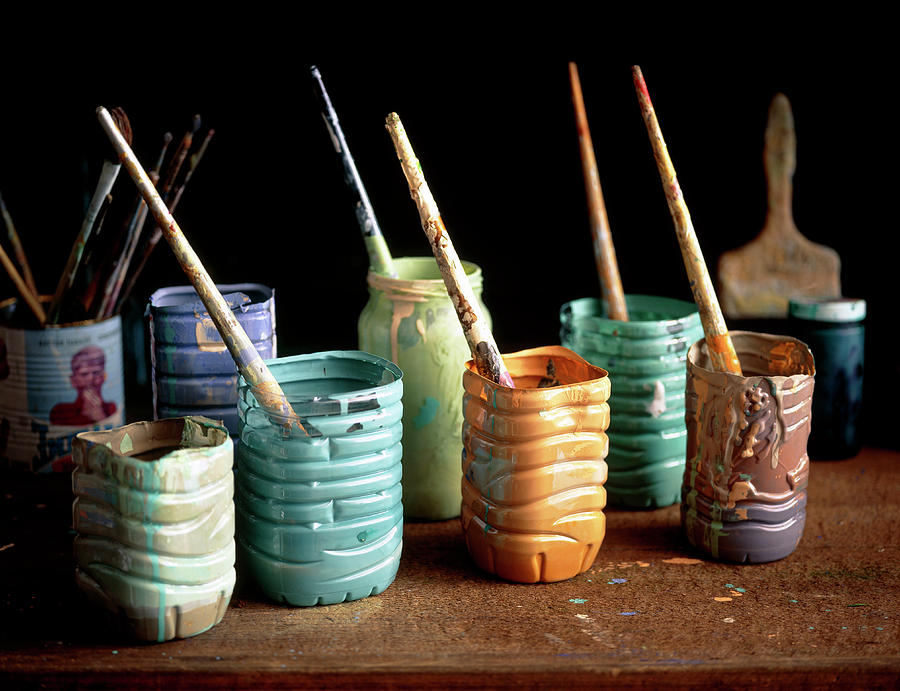 Paintbrushes In Pots Photograph by Claudia Dulak / Science Photo Library