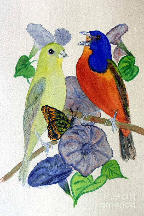 Painted Bunting Painting by Donna Walsh