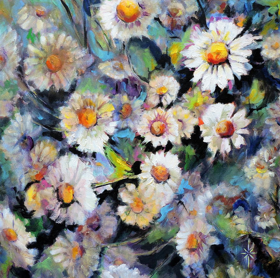Painted Daisy Painting by Jodie Marie Anne Richardson Traugott          aka jm-ART