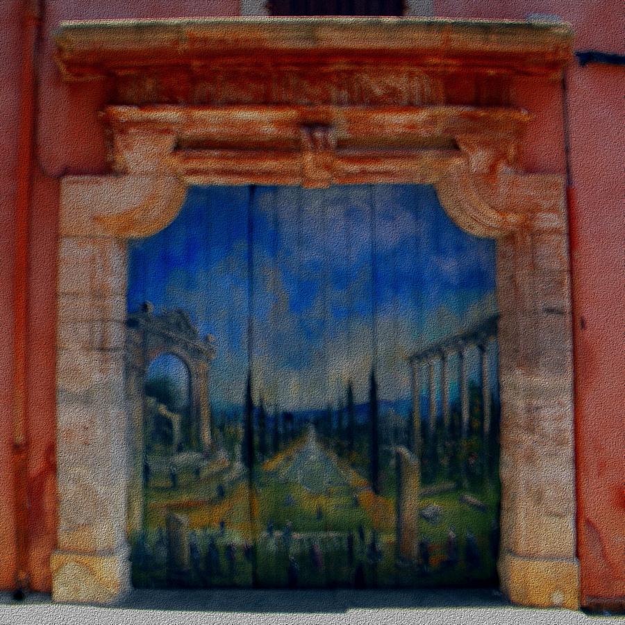 Painted door in Roussillon canvas Photograph by Manuela Constantin