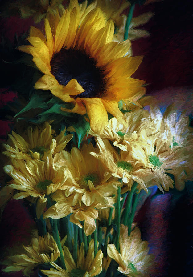 Flower Photograph - Painted Flowers of Sun by John Rivera