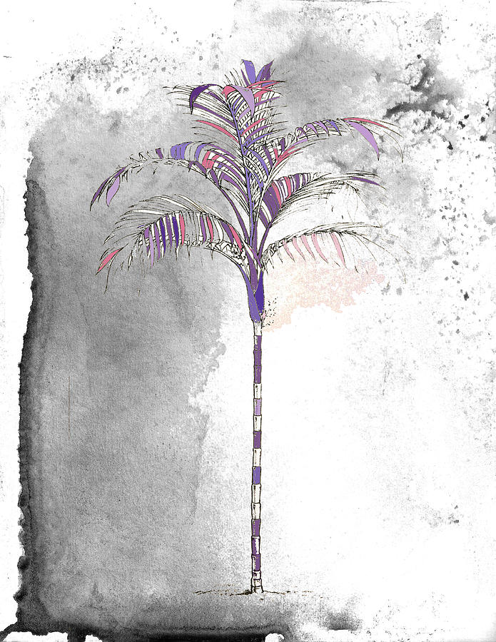 Painted Gray Palm Painting by Kandy Hurley